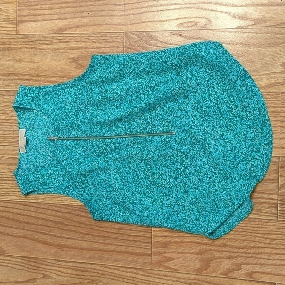 Michael Kors green and blue zipper-front sleeveless blouse, size XS - Picture 1 of 2